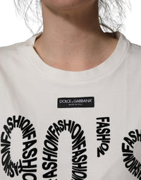 Dolce & Gabbana White Cotton Graphic Sleeveless Tank Women's Top
