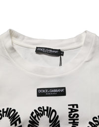 Dolce & Gabbana White Cotton Graphic Sleeveless Tank Women's Top
