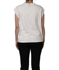 Dolce & Gabbana White Cotton Graphic Sleeveless Tank Women's Top