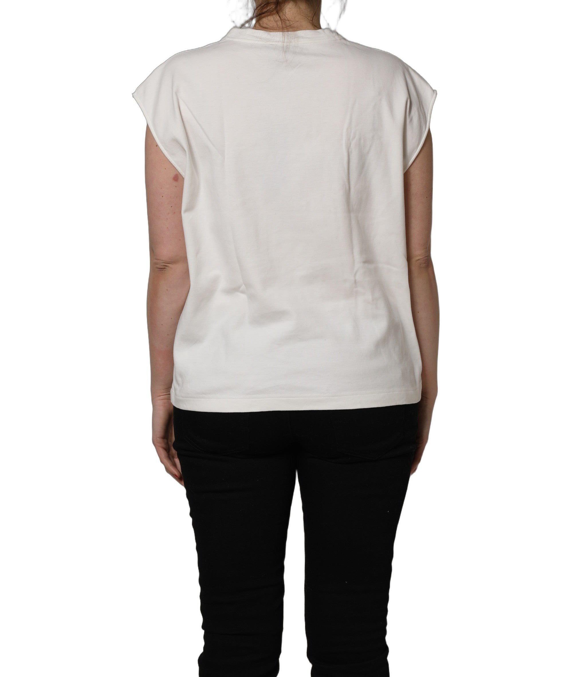 Dolce & Gabbana White Cotton Graphic Sleeveless Tank Women's Top