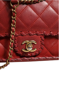 Chanel Mini Flap Bag Lambskin Braided Calfskin Gold Tone Women's Metal (Pre-Loved)
