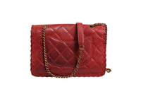 Chanel Mini Flap Bag Lambskin Braided Calfskin Gold Tone Women's Metal (Pre-Loved)