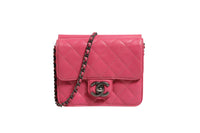 Chanel Pink Quilted Lambskin Leather Classic Square Mini Flap Women's Bag (Authentic Pre-Loved)