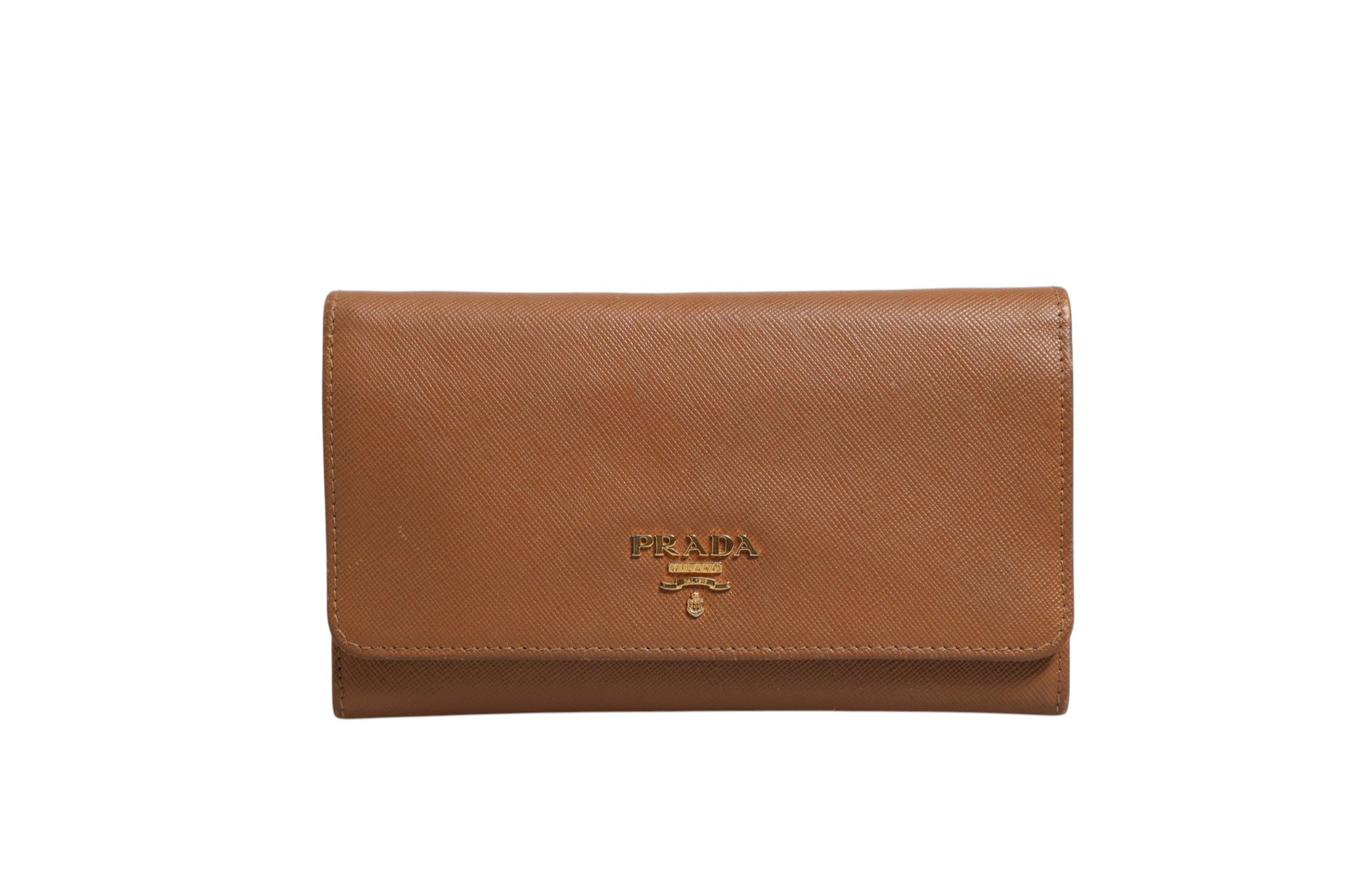 Prada Brown and Gold Wallet Women's Strap (Authentic Pre-Loved)