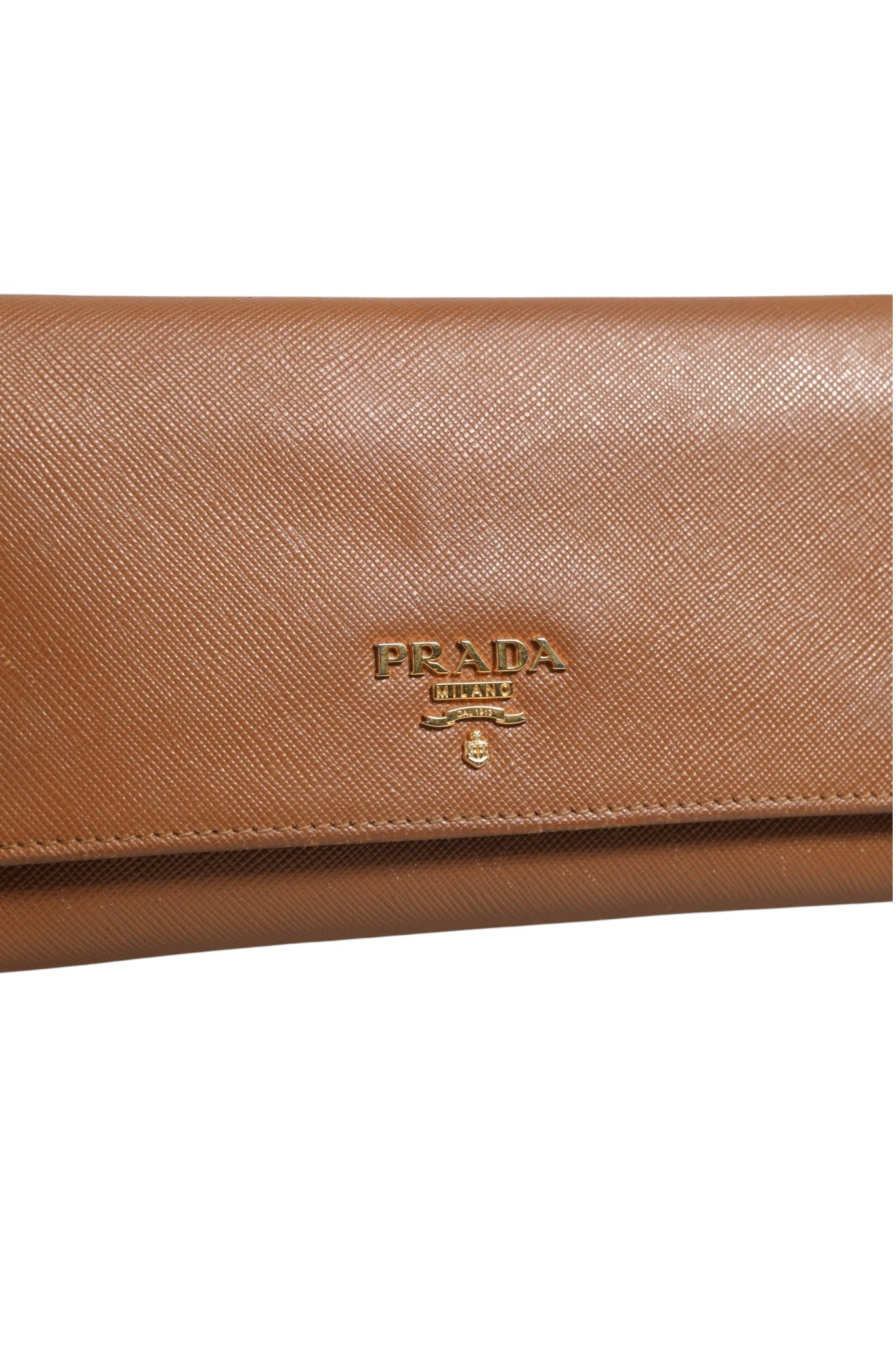Prada Brown and Gold Wallet Women's Strap (Authentic Pre-Loved)