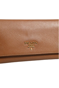 Prada Brown and Gold Wallet Women's Strap (Authentic Pre-Loved)
