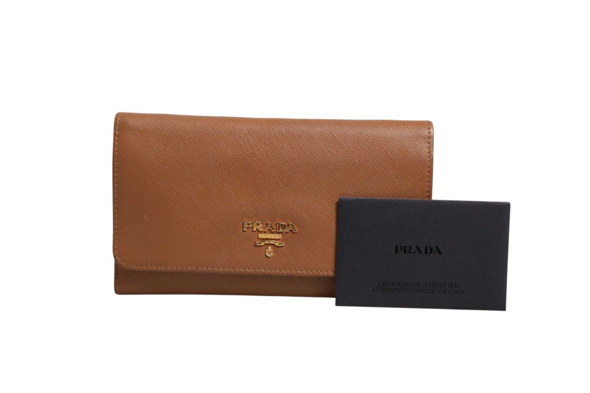 Prada Brown and Gold Wallet Women's Strap (Authentic Pre-Loved)
