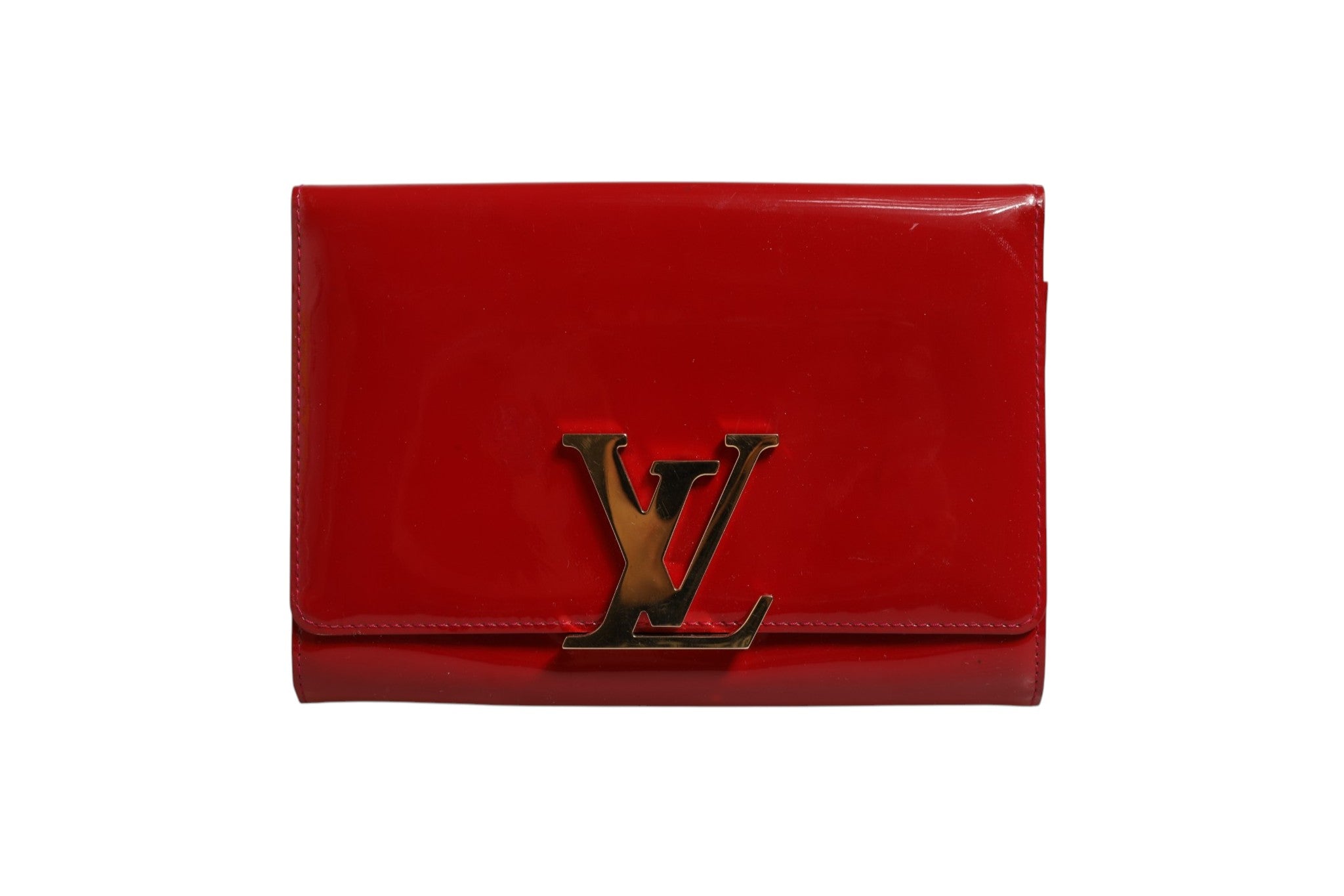 Louis Vuitton Louise PM Red Patent Leather Wallet On Women's Chain (Authentic Pre-Loved)