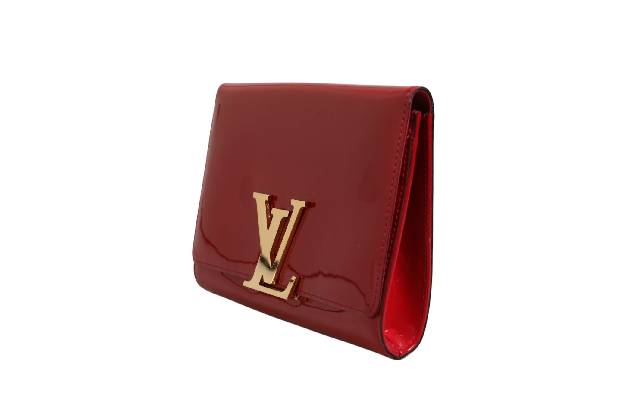 Louis Vuitton Louise PM Red Patent Leather Wallet On Women's Chain (Authentic Pre-Loved)