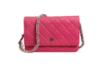Chanel Pink Quilted Lambskin Wallet On Chain WOC Women's Silver (Authentic Pre-Loved)