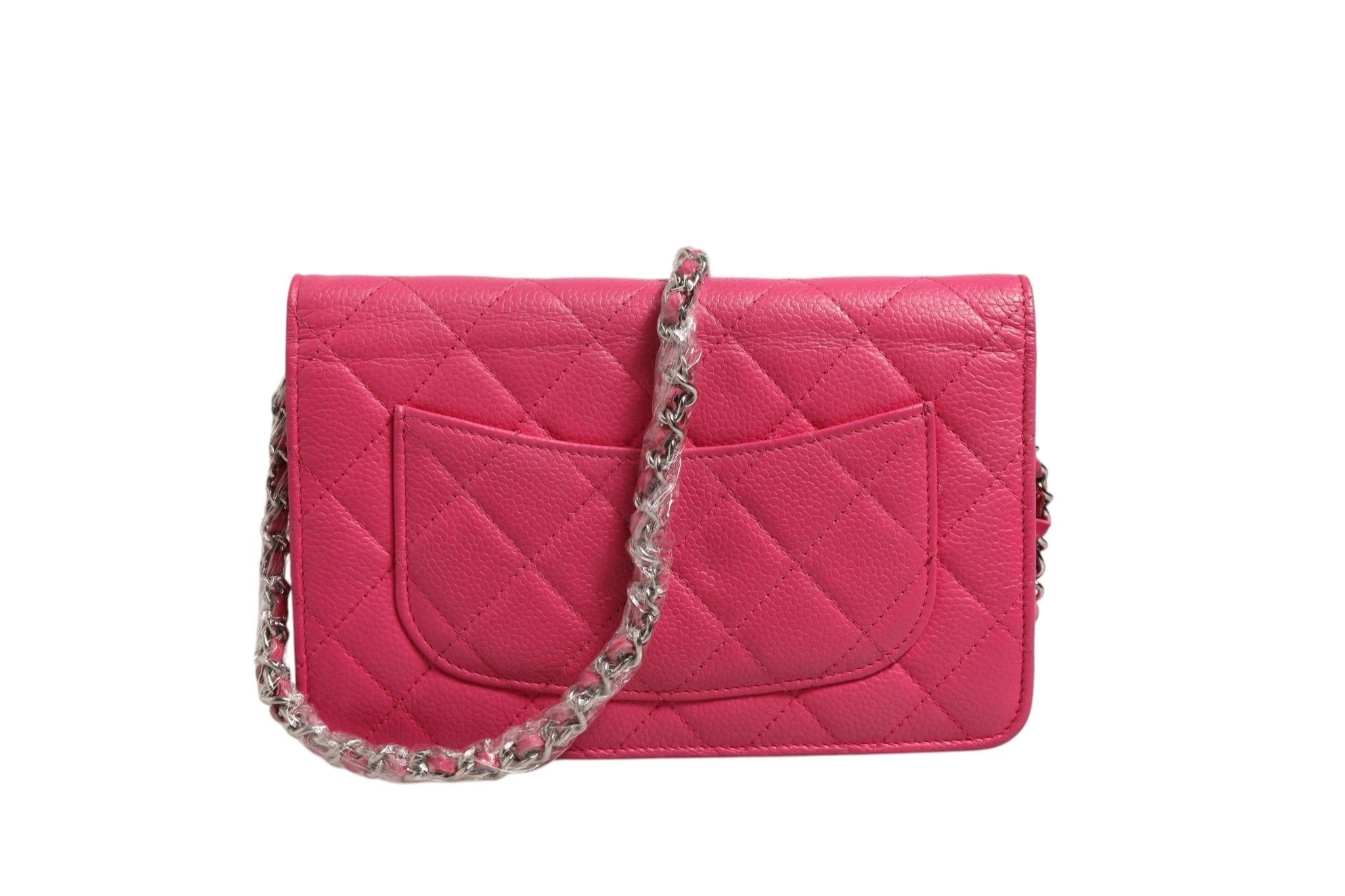 Chanel Pink Quilted Lambskin Wallet On Chain WOC Women's Silver (Authentic Pre-Loved)