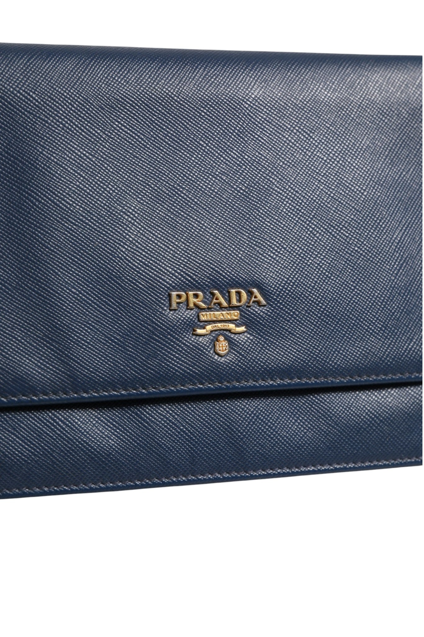 Prada Blue Saffiano Leather Wallet on Chain Clutch Women's Bag (Pre-Loved)