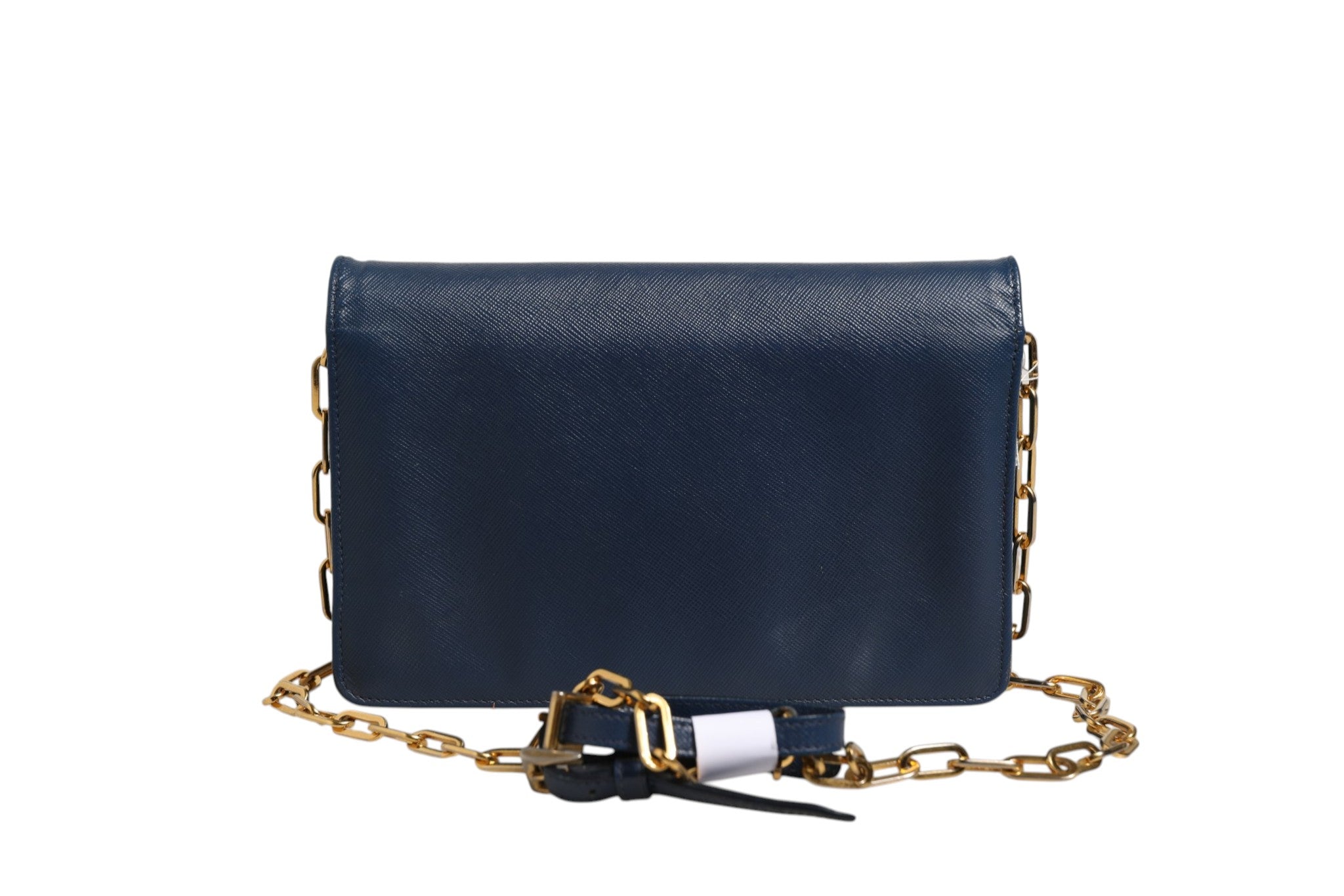 Prada Blue Saffiano Leather Wallet on Chain Clutch Women's Bag (Pre-Loved)