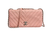 Chanel Small Classic Double Flap Bag Light Pink Women's Chevron (Authentic Pre-Loved)