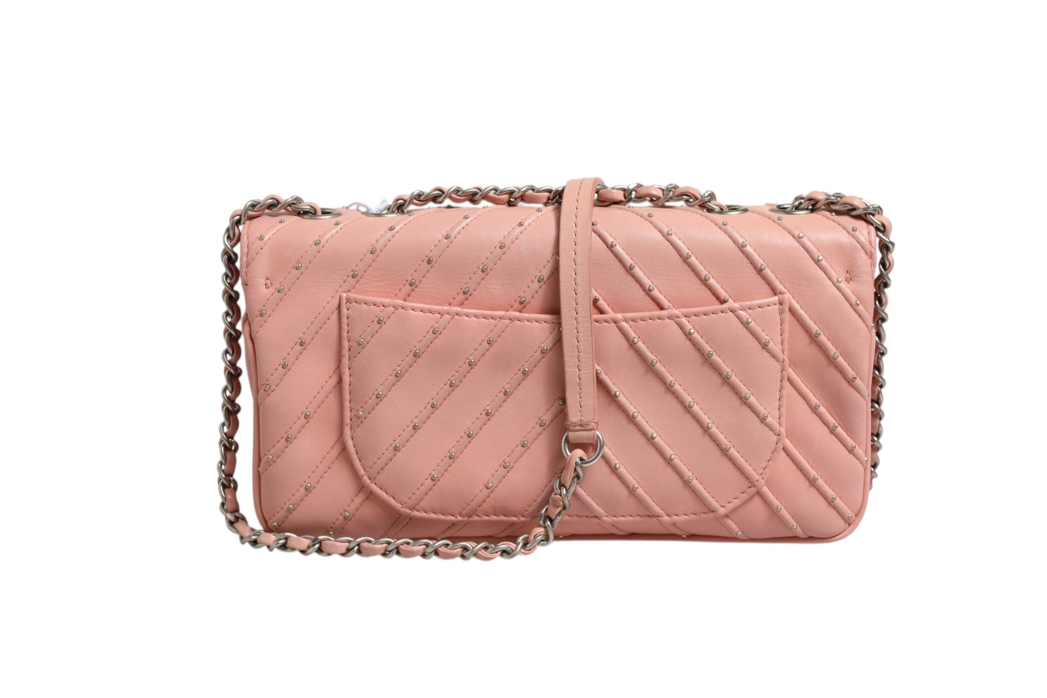 Chanel Small Classic Double Flap Bag Light Pink Women's Chevron (Authentic Pre-Loved)