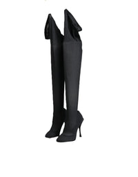 Dolce & Gabbana Dolce & Gabbana Black Stretch Socks Knee High Boots Women's Shoes