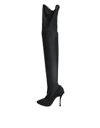 Dolce & Gabbana Dolce & Gabbana Black Stretch Socks Knee High Boots Women's Shoes