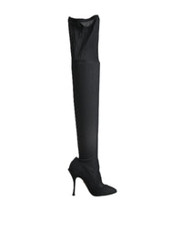 Dolce & Gabbana Dolce & Gabbana Black Stretch Socks Knee High Boots Women's Shoes