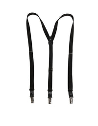Dolce & Gabbana Dolce & Gabbana Black Cotton Leather Elastic Y-back Metal Clips Men's Suspender