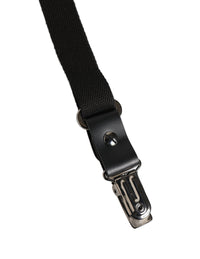 Dolce & Gabbana Dolce & Gabbana Black Cotton Leather Elastic Y-back Metal Clips Men's Suspender