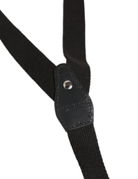 Dolce & Gabbana Dolce & Gabbana Black Cotton Leather Elastic Y-back Metal Clips Men's Suspender