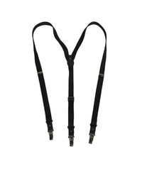 Dolce & Gabbana Dolce & Gabbana Black Cotton Leather Elastic Y-back Metal Clips Men's Suspender