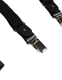 Dolce & Gabbana Dolce & Gabbana Black Cotton Leather Elastic Y-back Metal Clips Men's Suspender