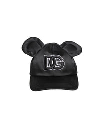 Dolce & Gabbana Men Black Velvet Animal Ears Baseball Cap Men's Hat