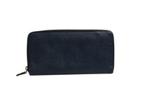 Prada Navy Oliver Embossed Leather Zip-Around Women's Wallet (Authentic Pre-Loved)