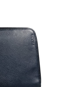 Prada Navy Oliver Embossed Leather Zip-Around Women's Wallet (Authentic Pre-Loved)