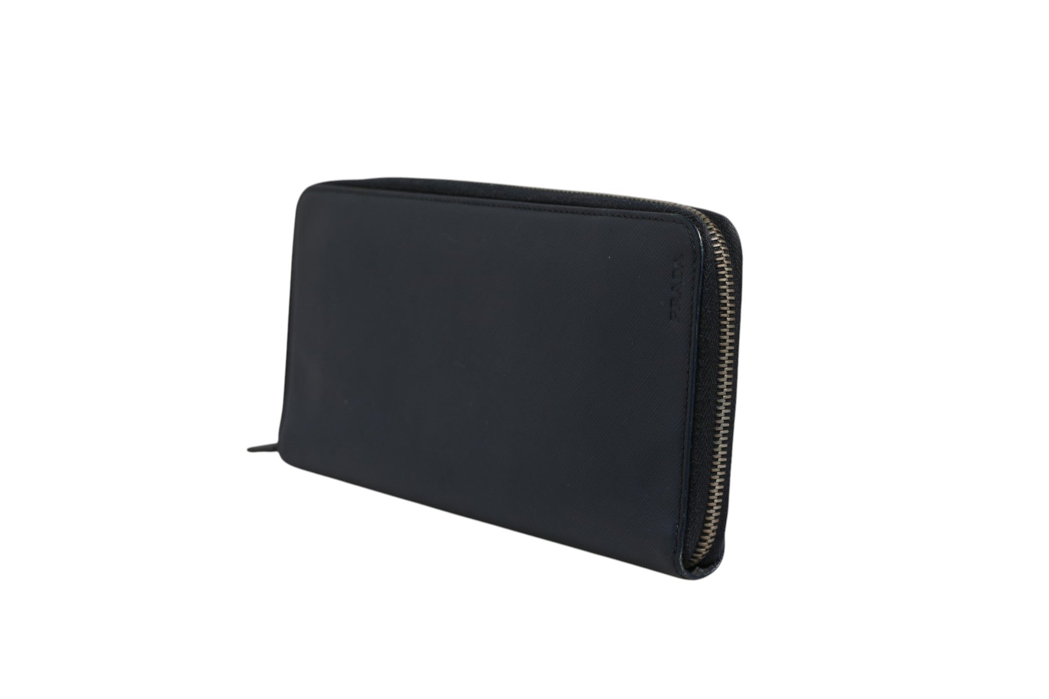 Prada Navy Oliver Embossed Leather Zip-Around Women's Wallet (Authentic Pre-Loved)