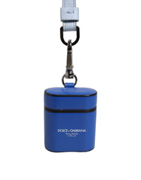 Dolce & Gabbana Dolce & Gabbana Case Blue Calf Leather Logo Flip Holder Strap Women's Airpods