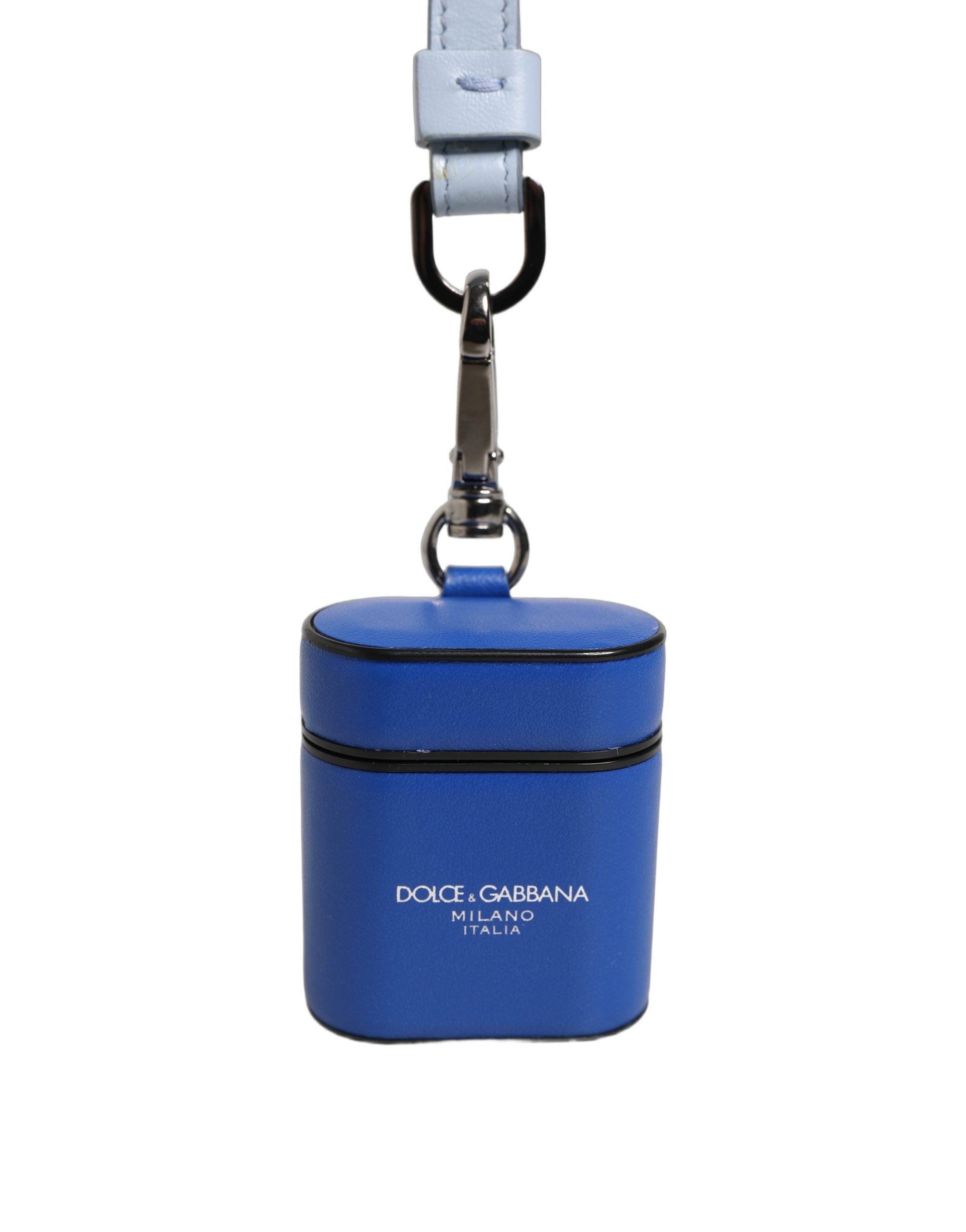 Dolce & Gabbana Dolce & Gabbana Case Blue Calf Leather Logo Flip Holder Strap Women's Airpods