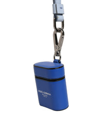 Dolce & Gabbana Dolce & Gabbana Case Blue Calf Leather Logo Flip Holder Strap Women's Airpods