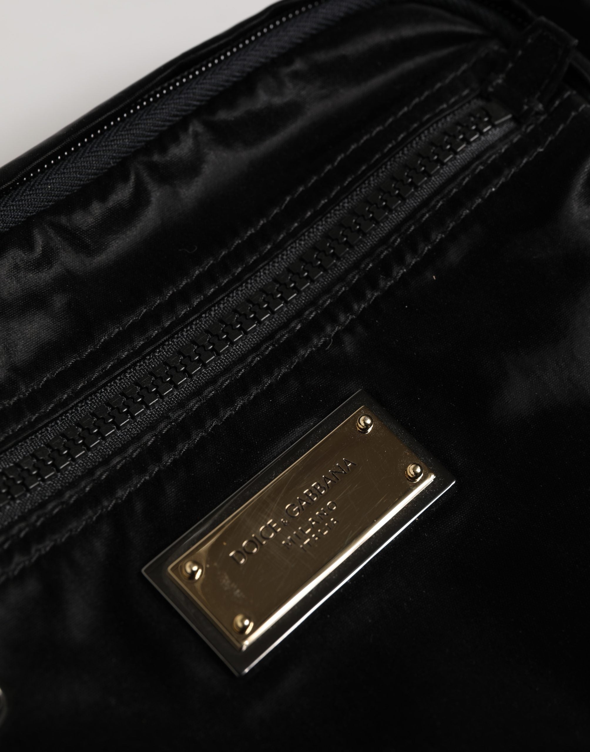 Dolce & Gabbana Dolce & Gabbana Black Nylon Brass Plate BumMen's Waist Fanny Pack Men Men's Bag
