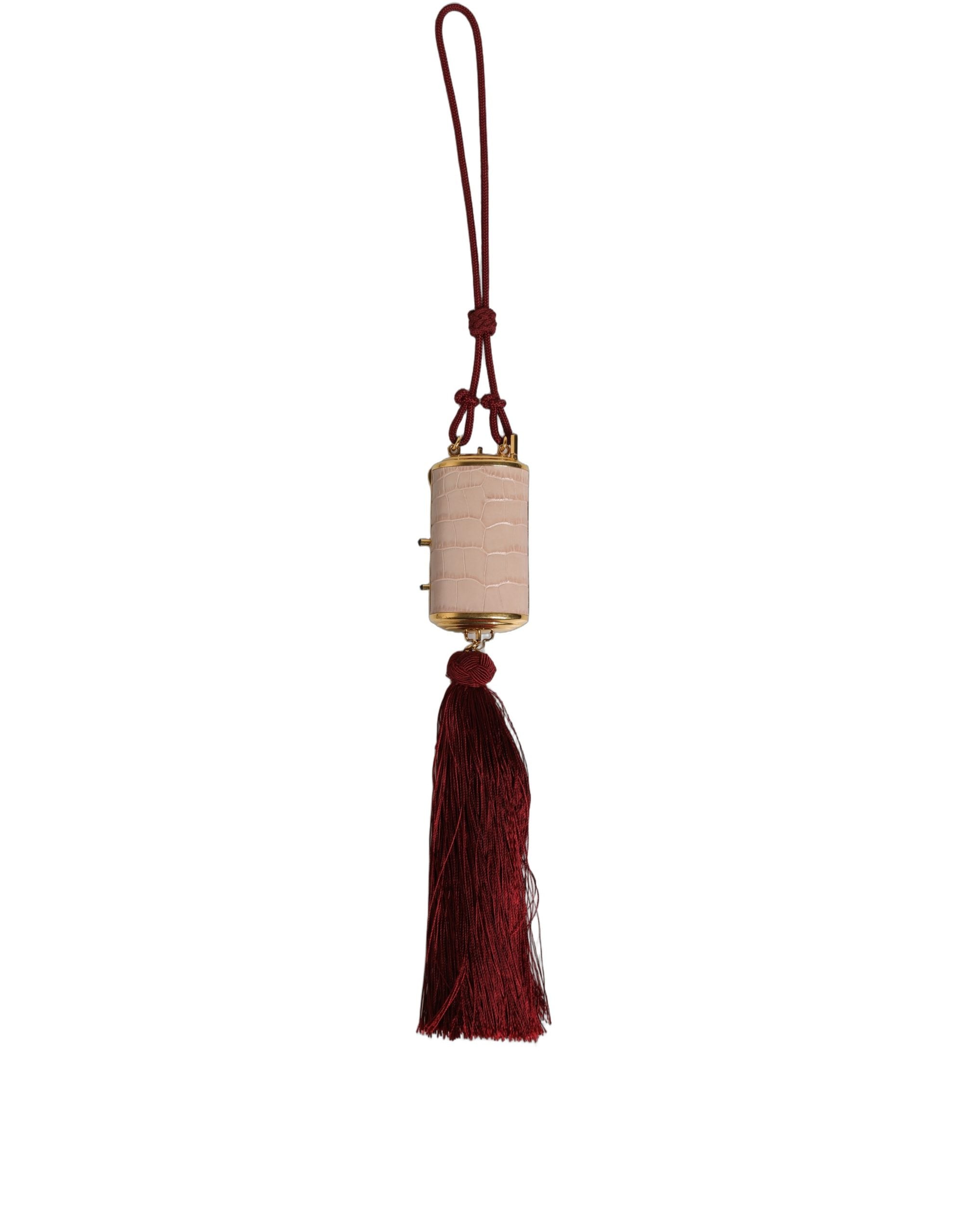 Dolce & Gabbana Dolce & Gabbana Pink Exotic Leather Mini Mirror Tassel Makeup Women's Bag