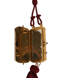 Dolce & Gabbana Dolce & Gabbana Pink Exotic Leather Mini Mirror Tassel Makeup Women's Bag