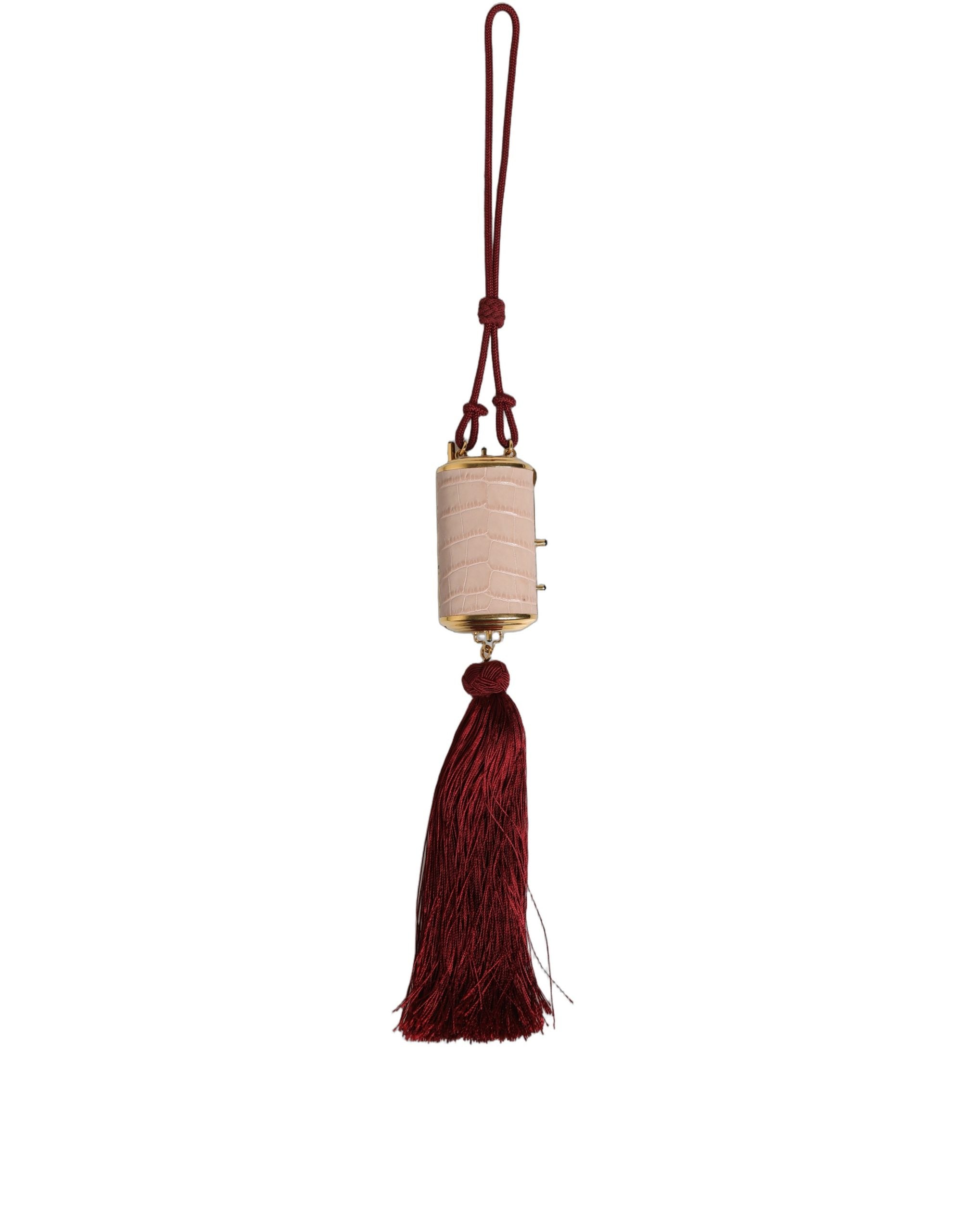 Dolce & Gabbana Dolce & Gabbana Pink Exotic Leather Mini Mirror Tassel Makeup Women's Bag