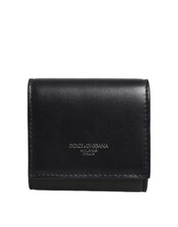 Dolce & Gabbana Dolce & Gabbana Black Calfskin Leather Logo Print Bifold CoinPurse Women's Wallet