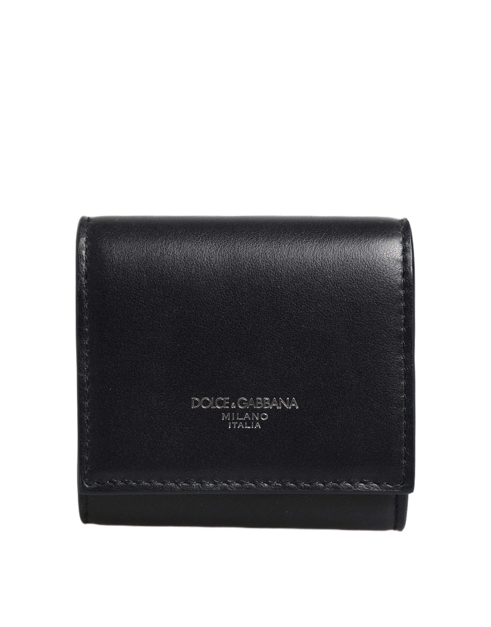 Dolce & Gabbana Dolce & Gabbana Black Calfskin Leather Logo Print Bifold CoinPurse Women's Wallet