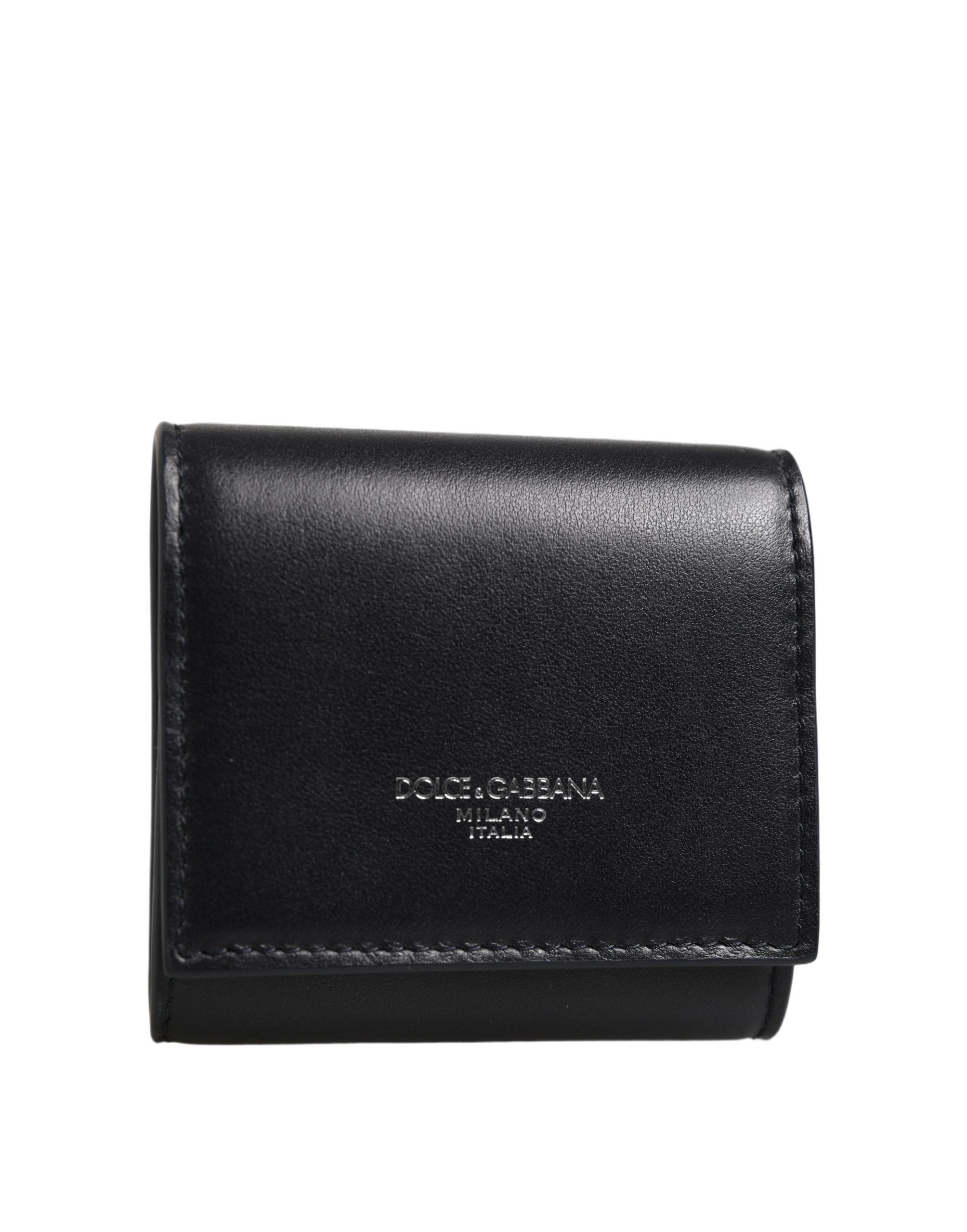 Dolce & Gabbana Dolce & Gabbana Black Calfskin Leather Logo Print Bifold CoinPurse Women's Wallet