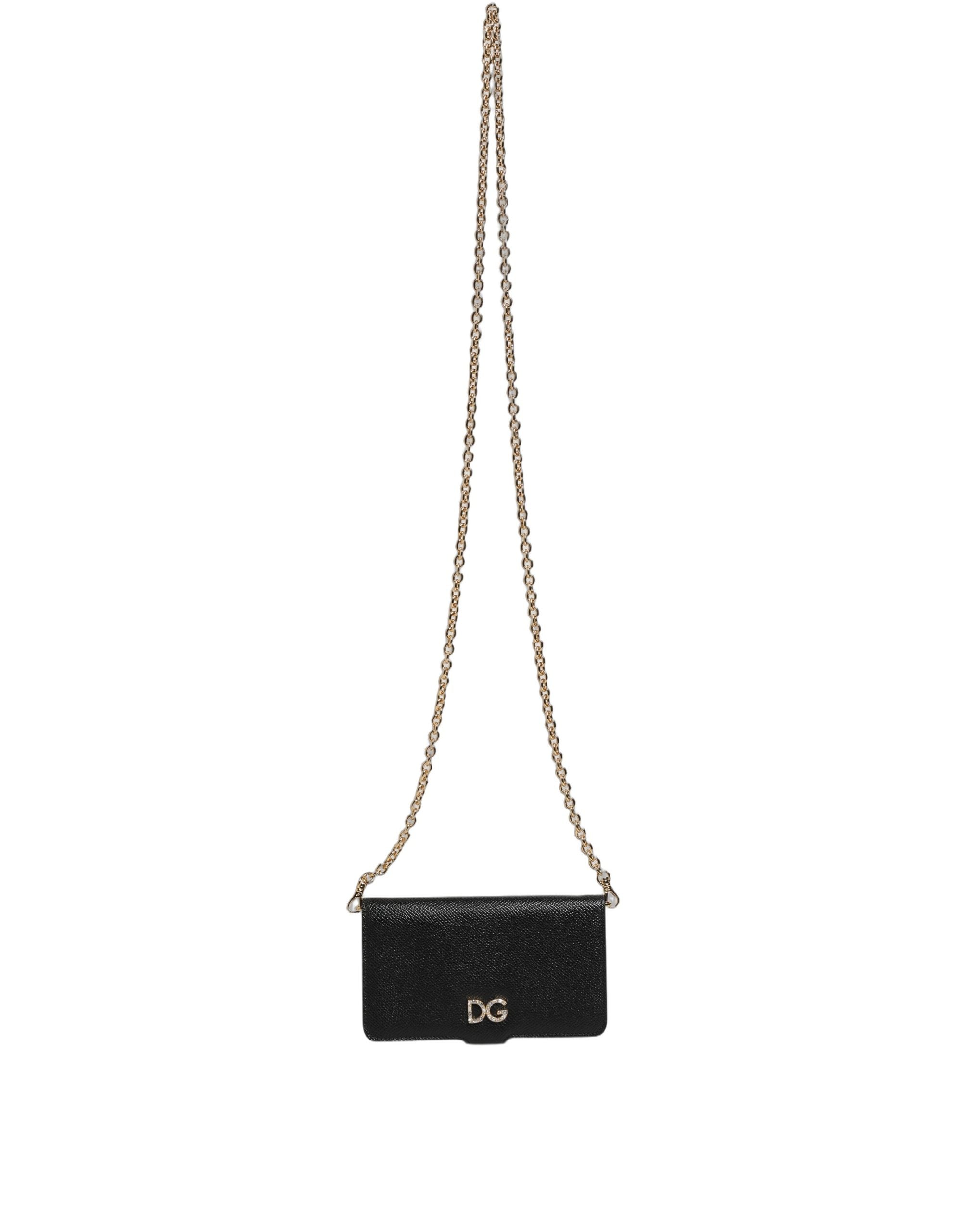 Dolce & Gabbana Case Flip Cover Black Calf Leather iWomen's X - XS Women's Phone