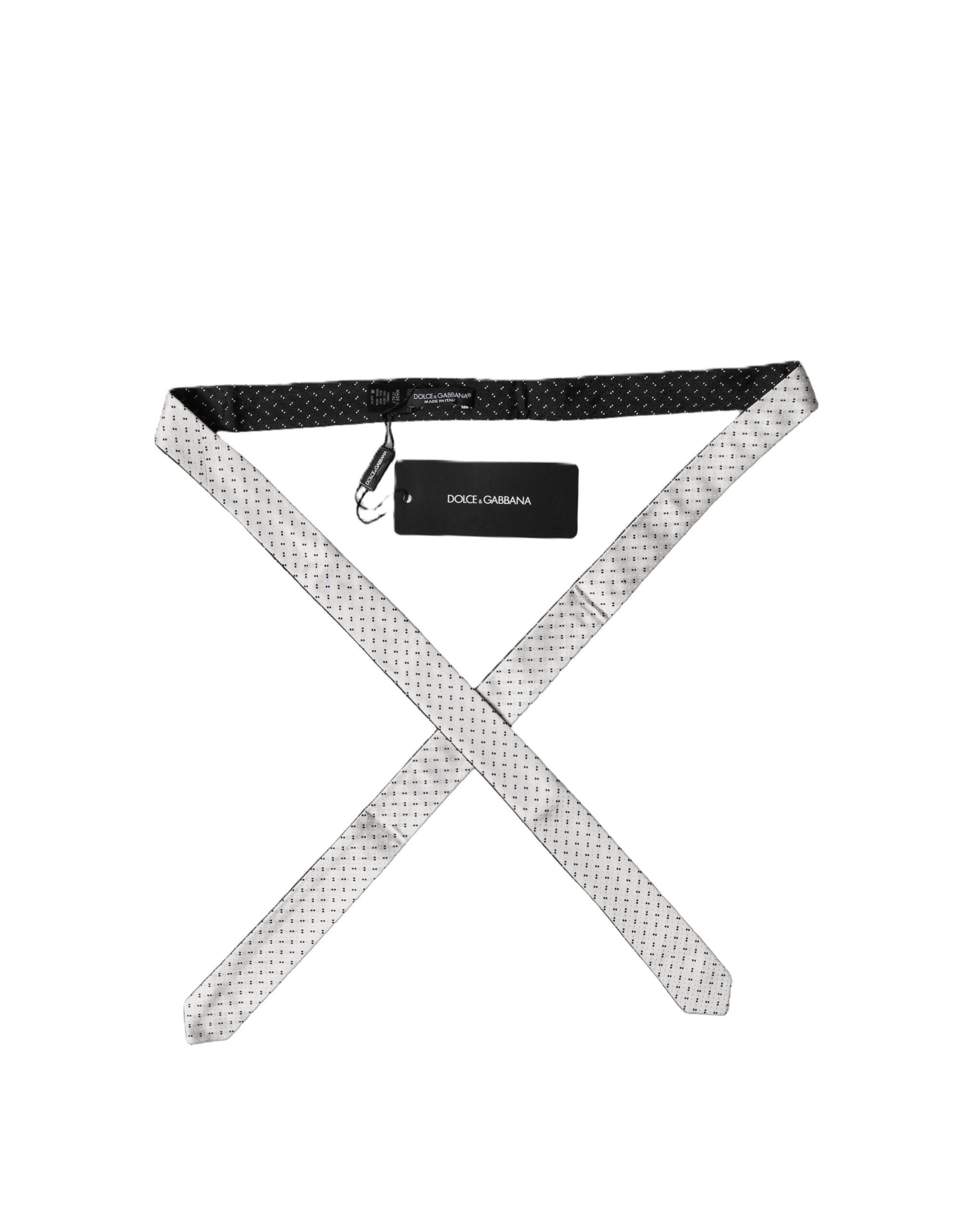 Dolce & Gabbana Dolce & Gabbana White Black Patterned Silk Adjustable Men NeckMen's Men's Tie