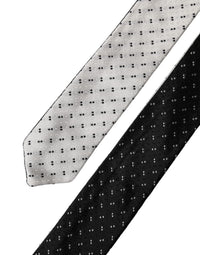 Dolce & Gabbana Dolce & Gabbana White Black Patterned Silk Adjustable Men NeckMen's Men's Tie
