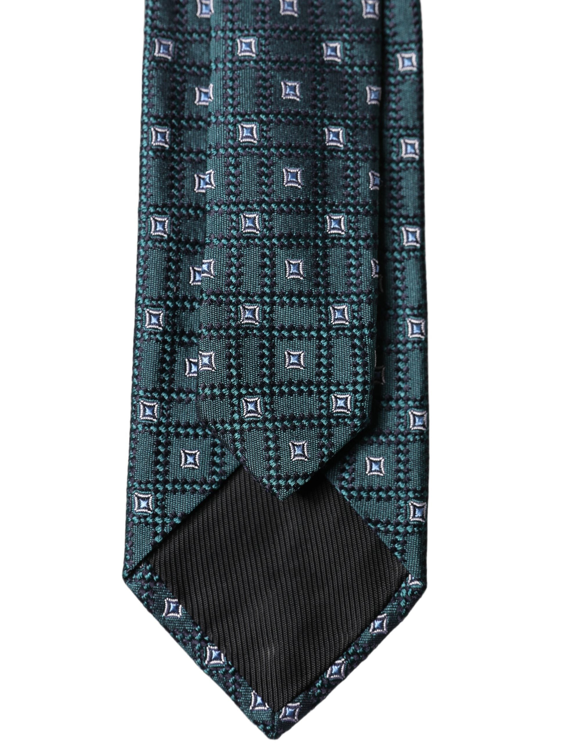 Dolce & Gabbana Dolce & Gabbana Dark Green Patterned Silk Adjustable Men NeckMen's Men's Tie