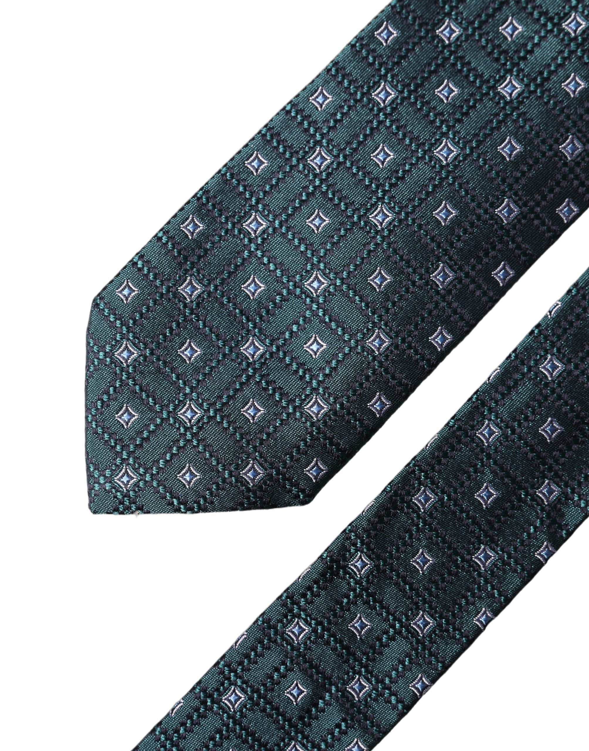 Dolce & Gabbana Dolce & Gabbana Dark Green Patterned Silk Adjustable Men NeckMen's Men's Tie