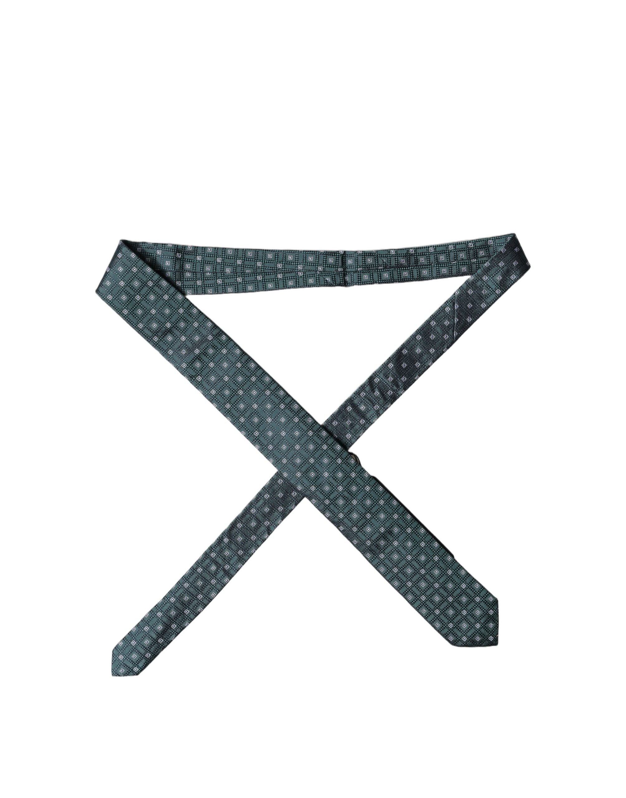 Dolce & Gabbana Dolce & Gabbana Dark Green Patterned Silk Adjustable Men NeckMen's Men's Tie