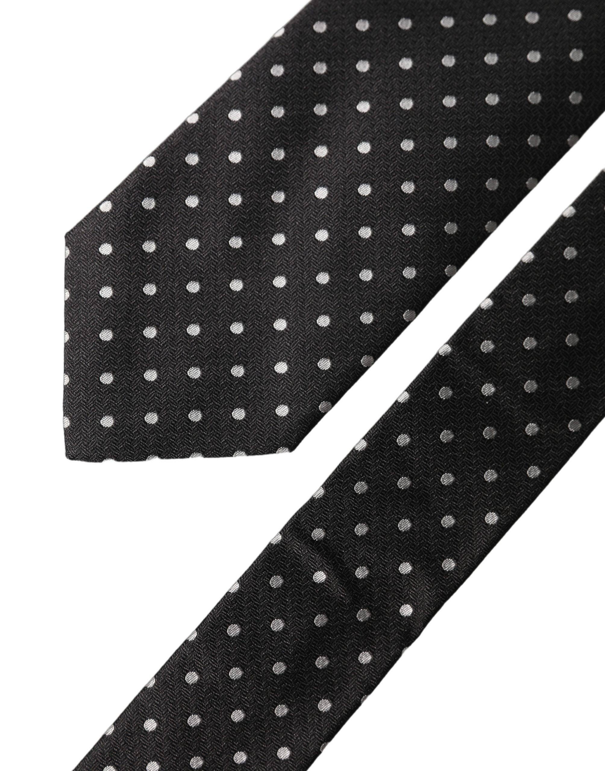 Dolce & Gabbana Dolce & Gabbana Black White Polka Dots Silk Adjustable Men NeckMen's Men's Tie