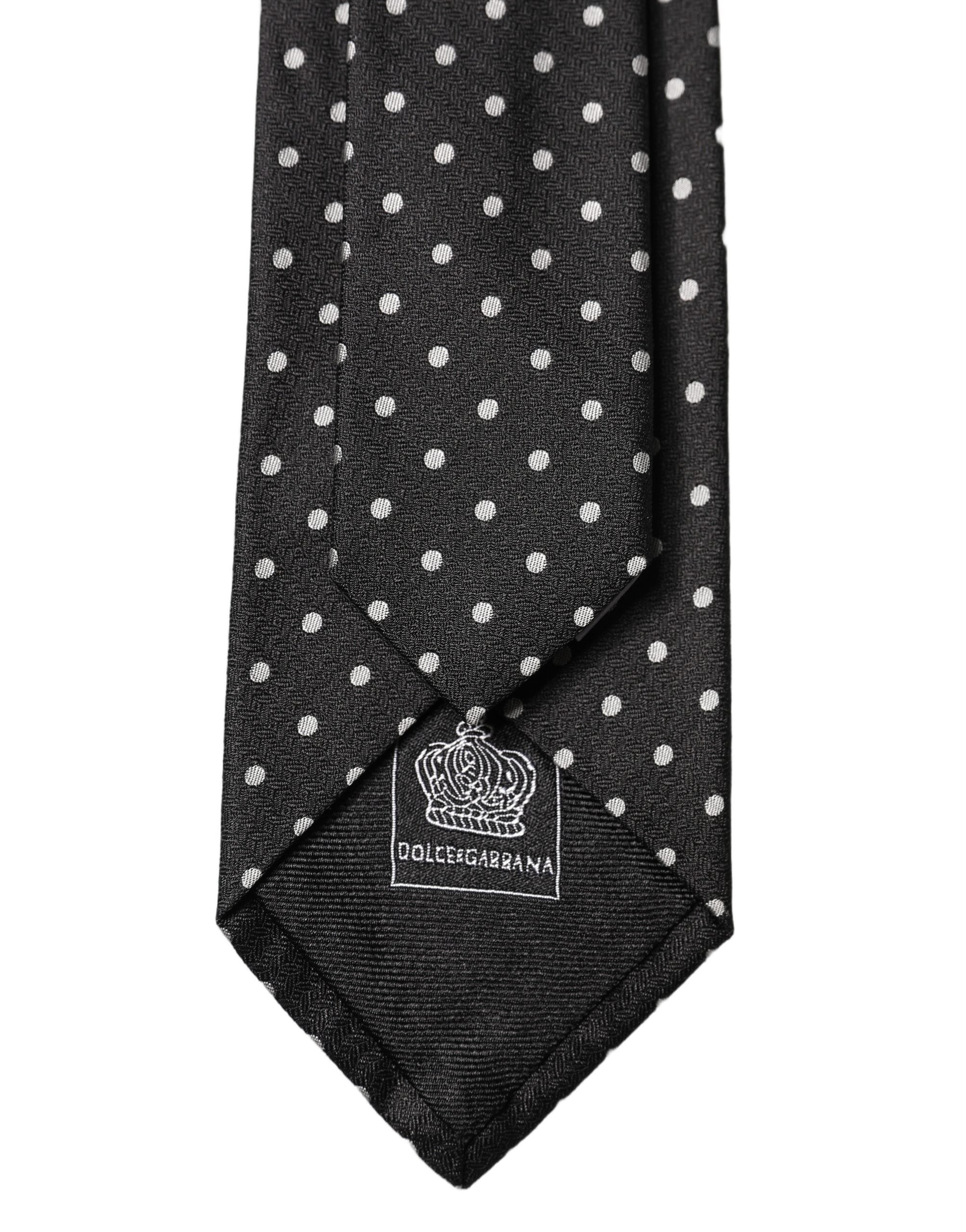 Dolce & Gabbana Dolce & Gabbana Black White Polka Dots Silk Adjustable Men NeckMen's Men's Tie