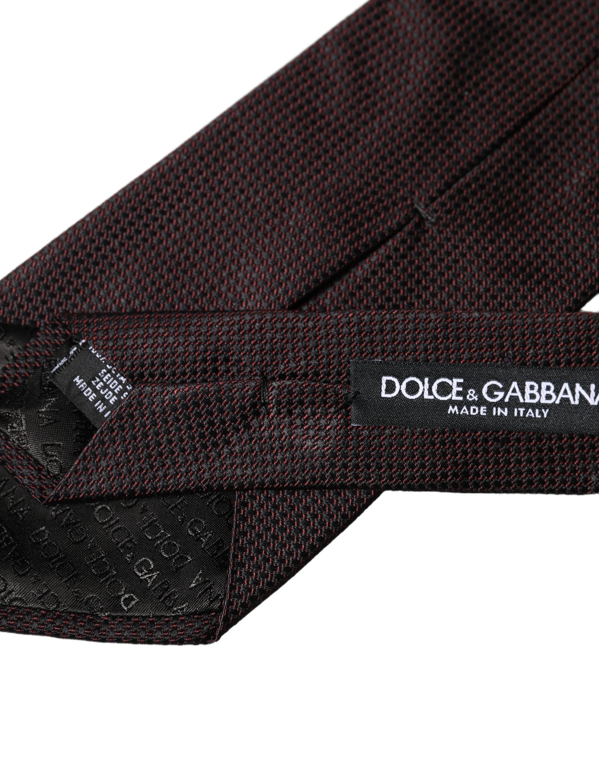 Dolce & Gabbana Dolce & Gabbana Black Red Patterned 100% Silk Adjustable Men NeckMen's Men's Tie